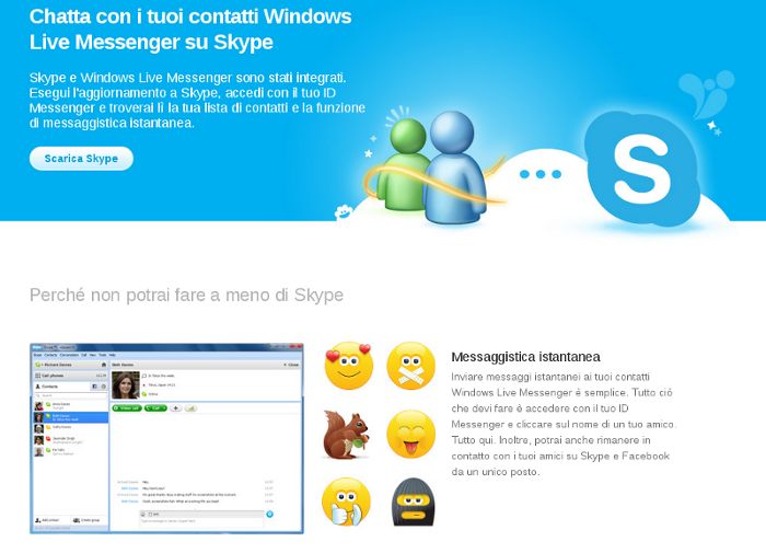 MSN Messanger Windws Live chiusura e integrazione con Skype