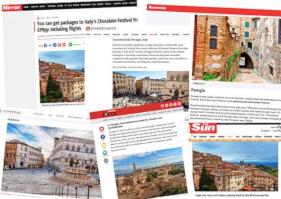 Eurochocolate suggerita come meta autunnale preferita dai media internazionali L'Umbria, Perugia, il lago Trasimeno e non solo